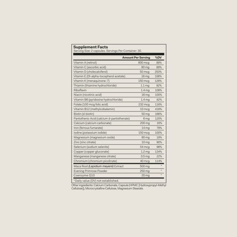 TNC WOMENS MULTIVITAMIN 45 NUTRITIONAL TABLE US 1000x a828685e 504d 4fcd 87dc 1bf85a32e149